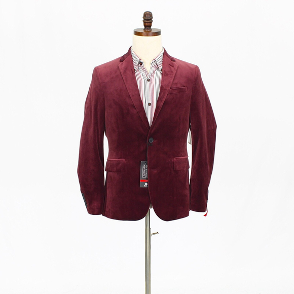 NEW J. Ferrar Slim 44R Red Velvet 2-Button Blazer Sport Coat Evening Jacket W063 - Picture 1 of 8
